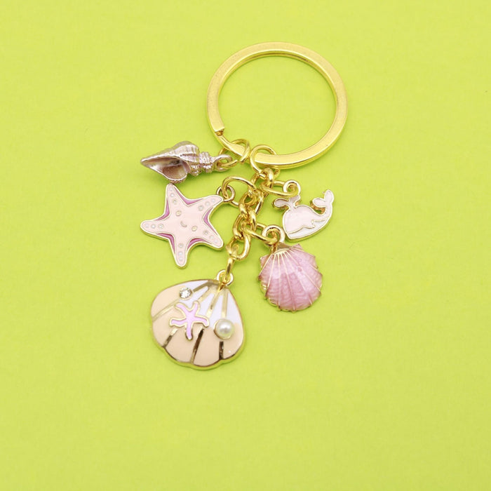 Zinc Alloy Mermaid Shell Starfish Keychain Ocean Bag Charm Gift