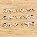 12x34mm Alloy Double Dangle Heart Dog Cat Paw Print Pendant Charm DIY Necklace Bracelet 1.5g view 4