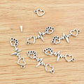 12x34mm Alloy Double Dangle Heart Dog Cat Paw Print Pendant Charm DIY Necklace Bracelet 1.5g view 3