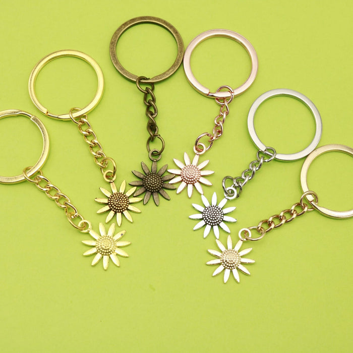 Metal Sunflower Flower Keychain Bag Charm Gift