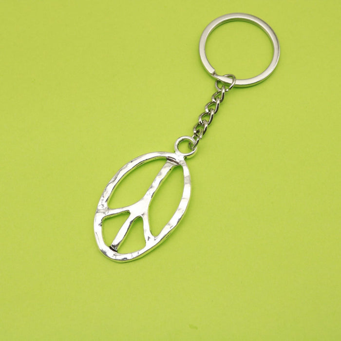 Metal Peace Sign Keychain Bag Charm Gift Accessory