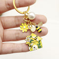 Alloy Mushroom House Keychain Flower Bee Bag Charm view 3