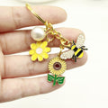 Metal Pearl Daisy Honeybee Keychain Pastoral Bag Charm Gift view 3