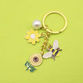 Metal Pearl Daisy Honeybee Keychain Pastoral Bag Charm Gift view 1