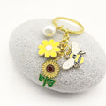 Metal Pearl Daisy Honeybee Keychain Pastoral Bag Charm Gift view 4