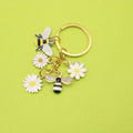 Zinc Alloy Enamel Bee Sunflower Keychain Bag Charm Gift view 1