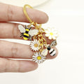 Zinc Alloy Enamel Bee Sunflower Keychain Bag Charm Gift view 3