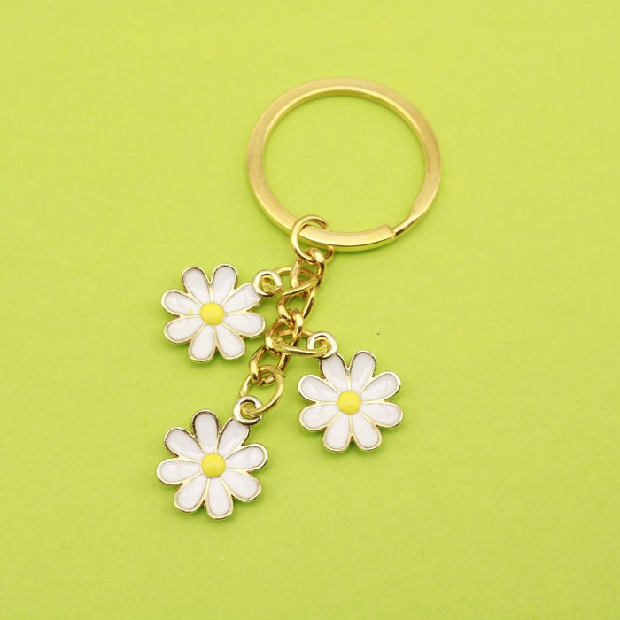 Metal Daisy Keychain Fresh Floral Handbag Charm Gift