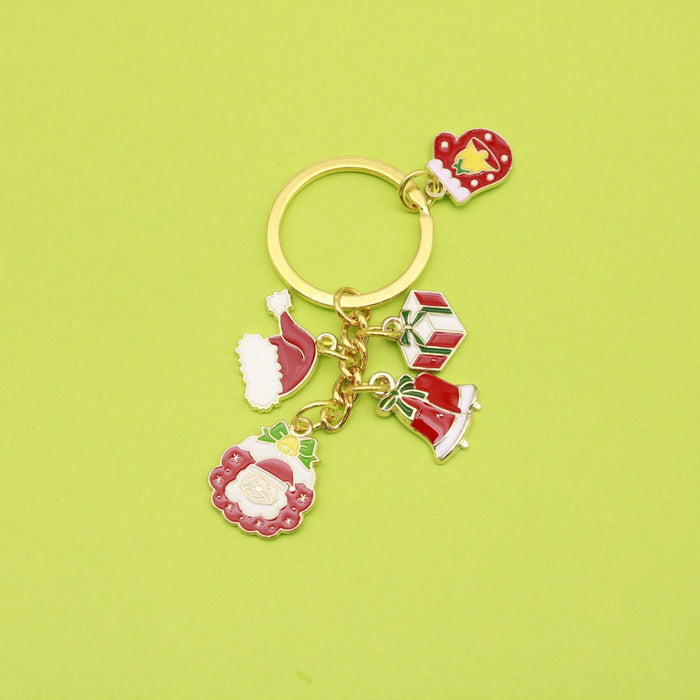 Metal Christmas Candy Gingerbread Keychain Bag Charm Gift for Holiday