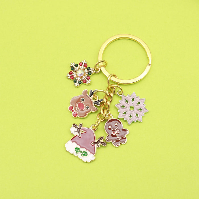 Zinc Alloy Rhinestone Enamel Christmas Tree Keychain Holiday Gift Decor