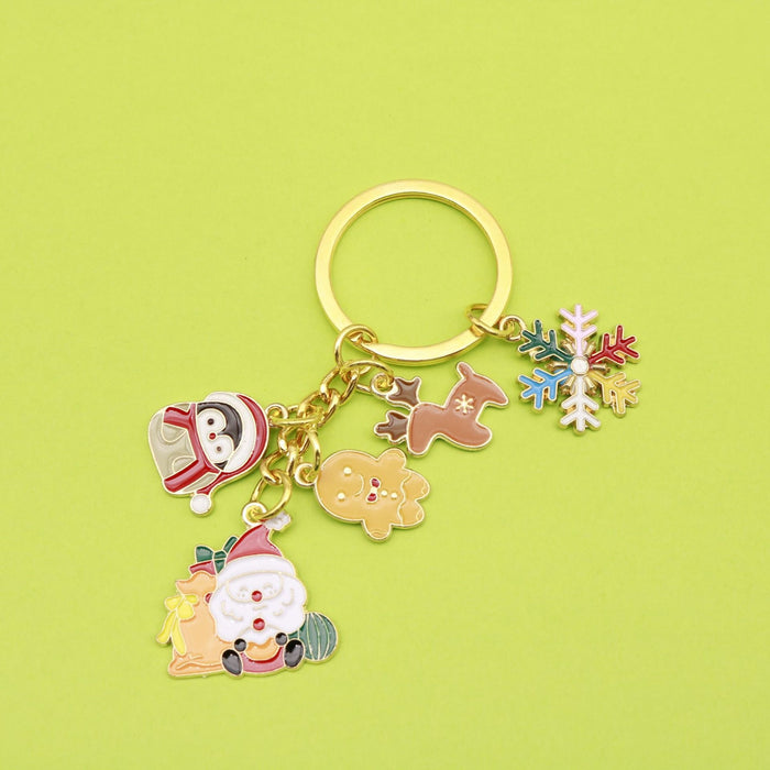 Zinc Alloy Christmas Santa Tree Snowflake Keychain Holiday Gift