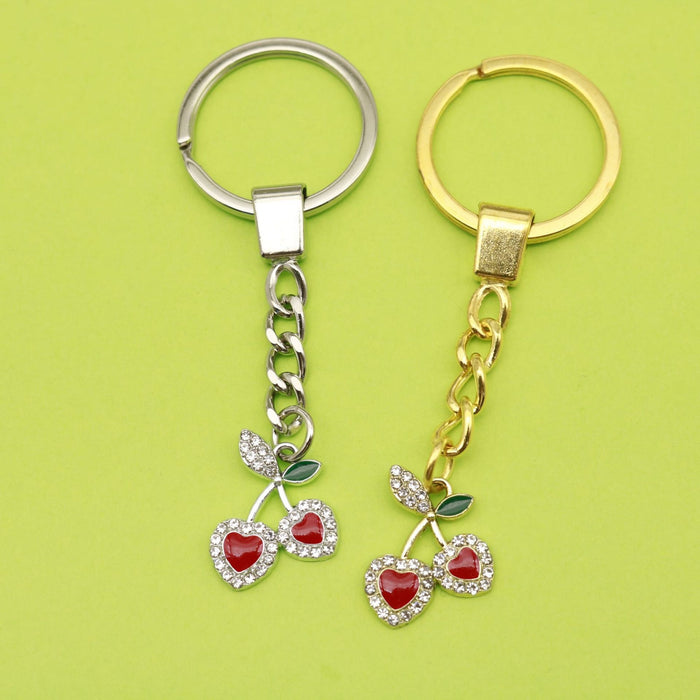 Metal Cherry Keychain Key Ring Bag Charm Gift