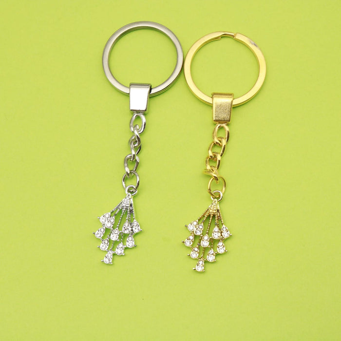 Metal Rhinestone Streamline Keychain Sparkle Bag Charm Gift