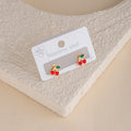 Cute Strawberry Cherry Fruit Enamel Stainless Steel Hoop Stud Earrings For Women Fashion Earrings view 3
