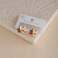 Cute Strawberry Cherry Fruit Enamel Stainless Steel Hoop Stud Earrings For Women Fashion Earrings view 4