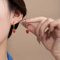 Cute Strawberry Cherry Fruit Enamel Stainless Steel Hoop Stud Earrings For Women Fashion Earrings view 2
