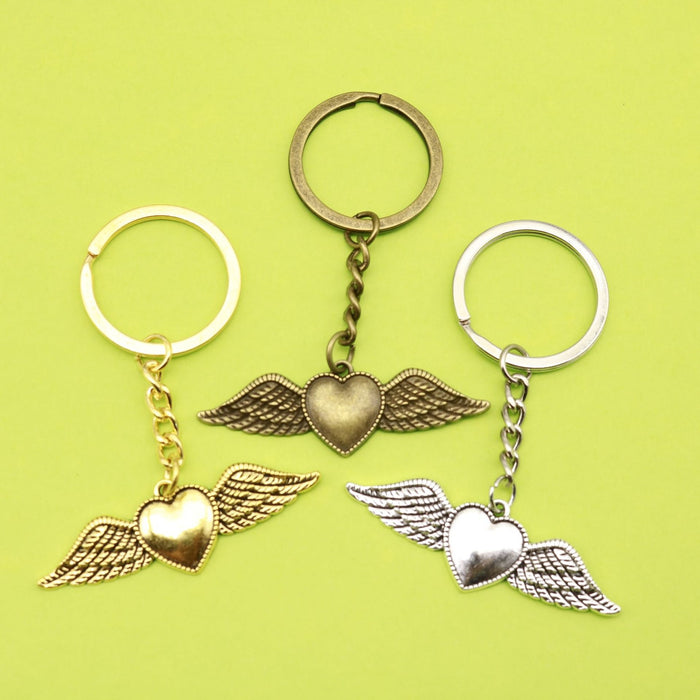 Zinc Alloy Heart Wings Keychain For Bag Charm Gift