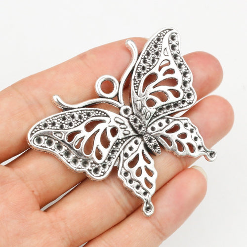 Alloy Butterfly Pendant Charm For DIY Necklace And Bracelet Jewelry Accessories, 60x48mm