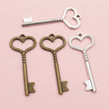 Alloy Heart Key Pendant Charm For DIY Necklace And Bracelet Jewelry Accessories, 46x19mm view 4