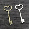 Alloy Heart Key Pendant Charm For DIY Necklace And Bracelet Jewelry Accessories, 46x19mm view 1