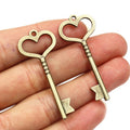 Alloy Heart Key Pendant Charm For DIY Necklace And Bracelet Jewelry Accessories, 46x19mm view 5