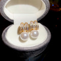 Light Luxury Letter M Zircon Faux Pearl Pendant Drop Earrings With Silver Needle For Women view 2