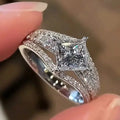 Elegant Womens Proposal Wedding Ring Light Luxury Fashion Inlaid Sparkling Zircon Jewelry view 1