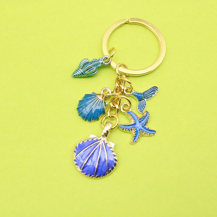 Metal Ocean Starfish Shell Keychain Bag Charm Gift