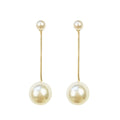 Long Pearl Drop Earrings With Fine Gold and Silver Tone Chains view 5