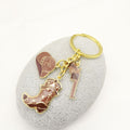 Zinc Alloy Pink Western Cowboy Keychain Bag Charm Couple Gift view 4