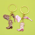 Zinc Alloy Pink Western Cowboy Keychain Bag Charm Couple Gift view 1
