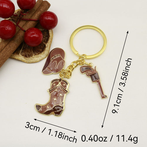 Zinc Alloy Pink Western Cowboy Keychain Bag Charm Couple Gift