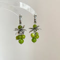 Fresh Style Artificial Crystal Grape Tassel Drop Earrings With Silver Needle C Shape Flower Design view 2