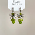 Fresh Style Artificial Crystal Grape Tassel Drop Earrings With Silver Needle C Shape Flower Design view 4