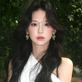 Fresh Style Artificial Crystal Grape Tassel Drop Earrings With Silver Needle C Shape Flower Design view 3
