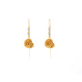 Elegant Luxury Gold Alloy Rose Flower Pearl Rhinestone Charm Hoop Drop Stud Dangle Earrings view 5