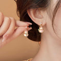 New Chinese Style Pearl Gourd Bamboo Joint Drop Earrings With Silver Pins Light Luxury Geometric Jewelry view 2