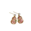New Chinese Style Pearl Gourd Bamboo Joint Drop Earrings With Silver Pins Light Luxury Geometric Jewelry view 5