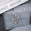 Elegant Silver Needle Waterdrop Rhinestone Mini Hoop Dangle Earrings For Women Luxury Zircon Drop Earrings view 2