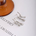Elegant Silver Needle Waterdrop Rhinestone Mini Hoop Dangle Earrings For Women Luxury Zircon Drop Earrings view 3