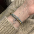 Vintage Double Layer Wood Grain And Mixed Stone Beaded Bangle For Women view 2