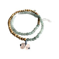 Vintage Double Layer Wood Grain And Mixed Stone Beaded Bangle For Women view 5