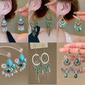 Copper Flower Teardrop Tassel Drop Earrings Exotic Light Luxury Women's Ear Jewelry view 1