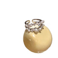 Korean Light Luxury Irregular Faux Pearl Open Bangle Ring With Geometric Double Layer Design view 5