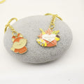 Thanksgiving Turkey Pumpkin Maple Leaf Drop Earrings – Gold view 3