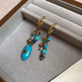 New Chinese Vintage Copper Beaded Oval Geometric Earrings And Collarbone Necklace For Women view 4