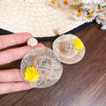Raffia Straw Woven Hat Flower Pendant Drop Earrings Beach Vacation Style Silver Needle Ear Jewelry view 2