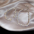 Light Luxury Rhinestone Rose Faux Pearl Geometric Bangle For Women view 2