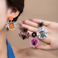 Halloween Spider Web Acrylic Enamel Statement Stud Drop Earrings For Women Sweet Cool Party Earrings view 1