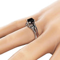 Black Square Stone Filigree Silver Tone Ring Polished Jewelry Accessory view 4